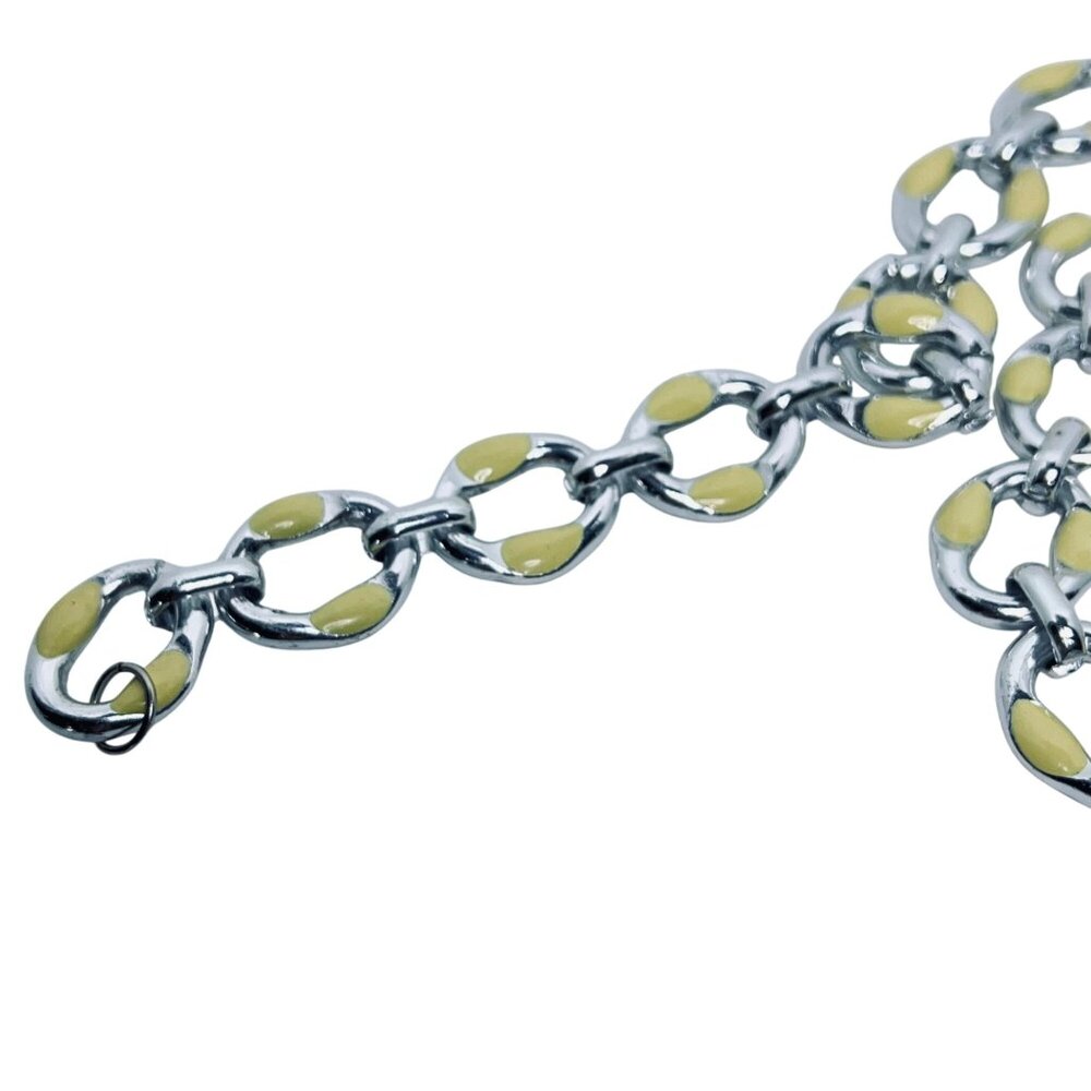 Vintage Silver Tone & Cream Enamel Chain Necklace & Bracelet Set (5664) - Picture 10 of 12